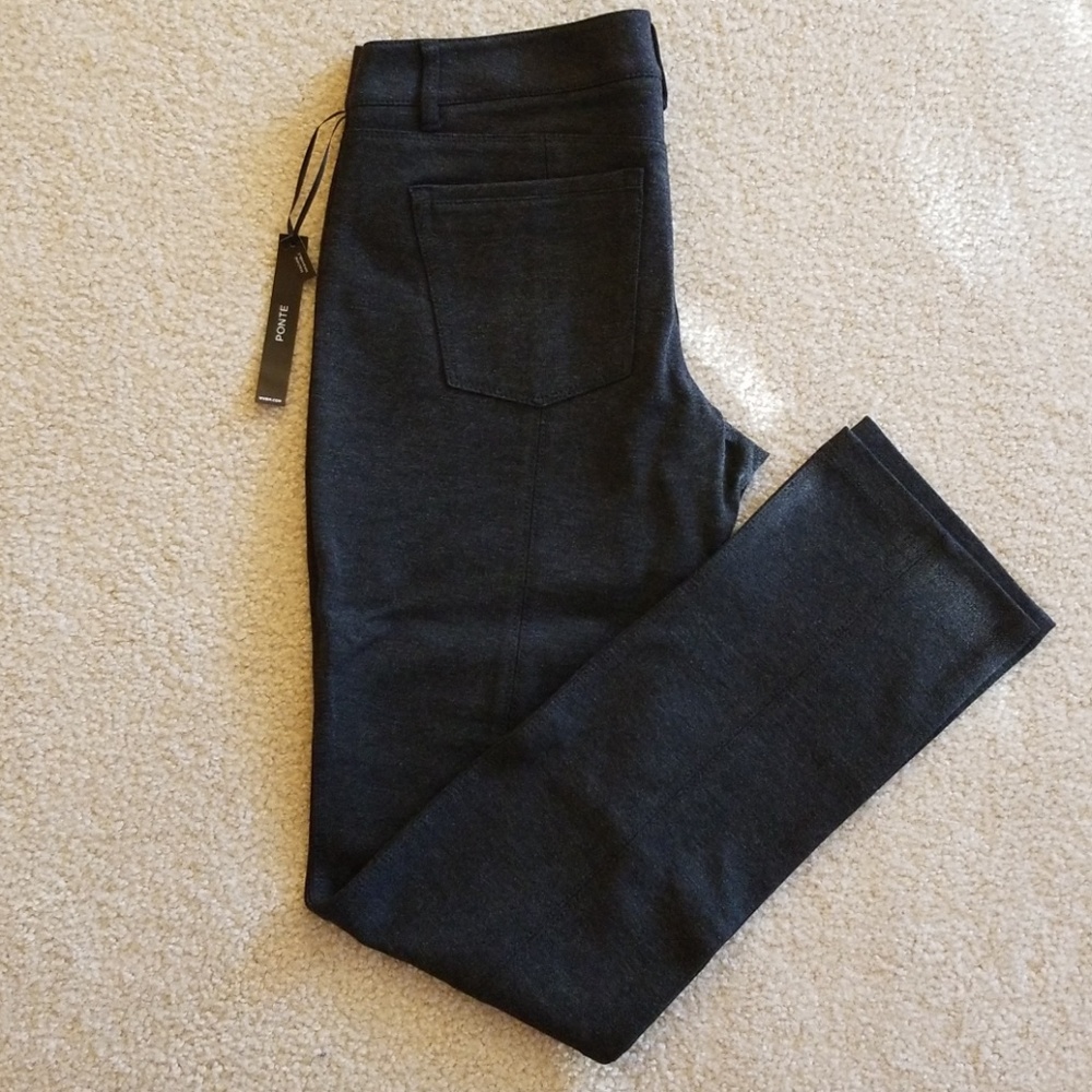 Charcoal grey ponte knit WHBM slacks